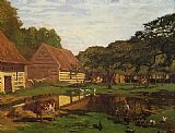 Normandy Canvas Paintings - Farmyard in Normandy
